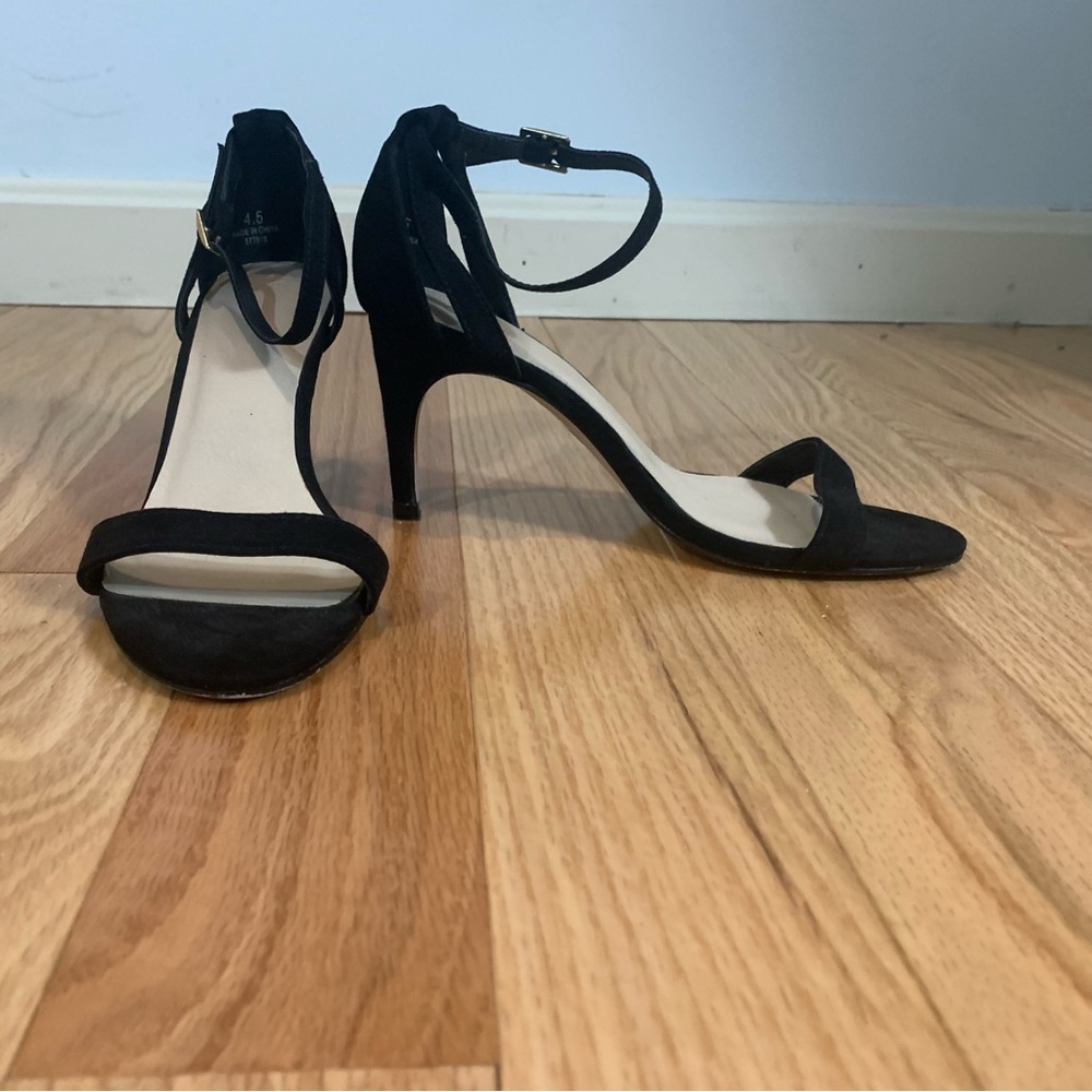 asos black suede ankle strap heels (4.5 UK) (6 US)